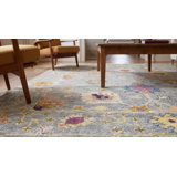Hand Knotted Wool Geometric Area Rug in Gray