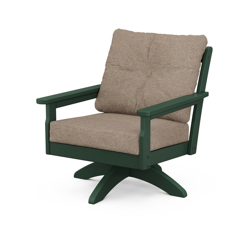 Lakeside Vineyard Deep Seating Swivel Chair, Spiced Burlap, Green