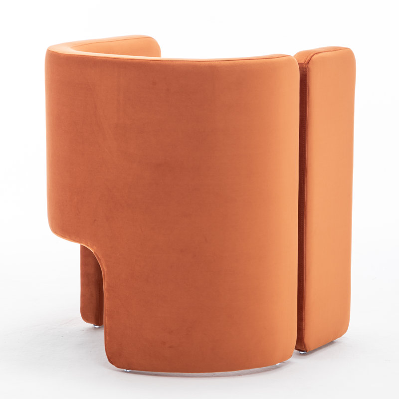 Modern Upholstered Barrel Dining Chairs, Orange, 4