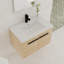 Meuble-lavabo mural moderne en bois massif Mid-Century