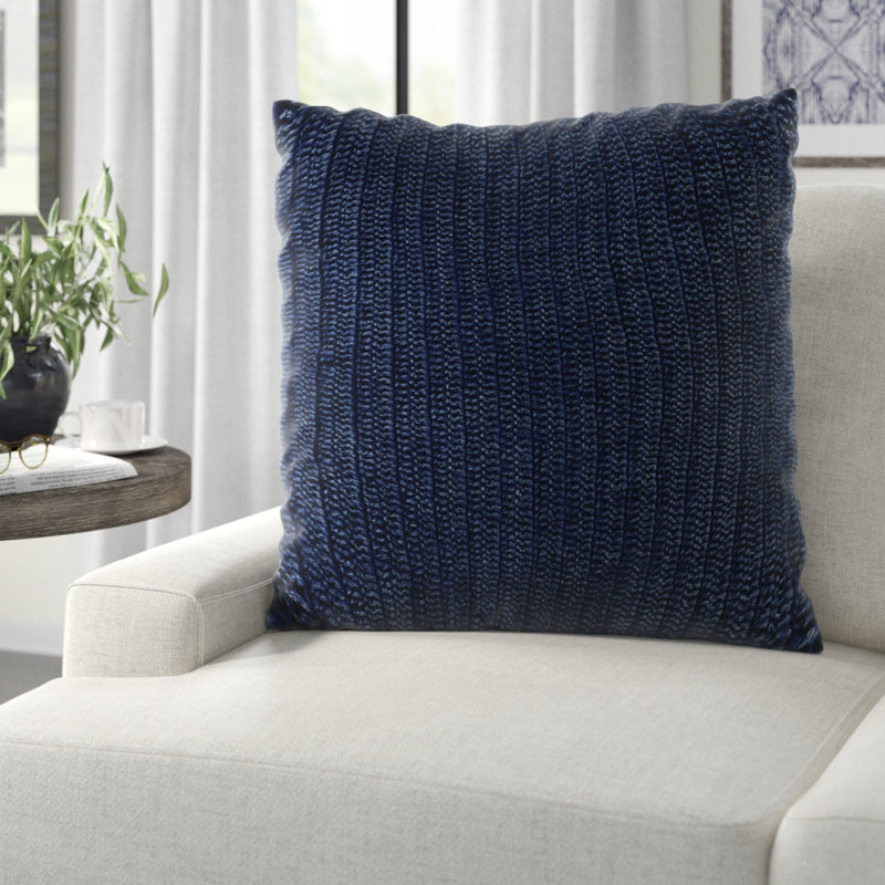 Housse et insert de coussin carré en coton Rowan, Indigo