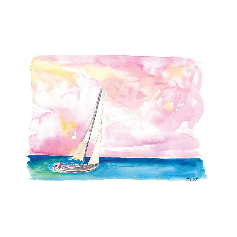 Sailing Fast Into Sunset And Next Port Of Call By Markus & Martina Bleichner - Wrapped Canvas Graphic Art by Markus & Martina Bleichner - Wrapped Canvas Gallery-Wrapped Canvas Giclée