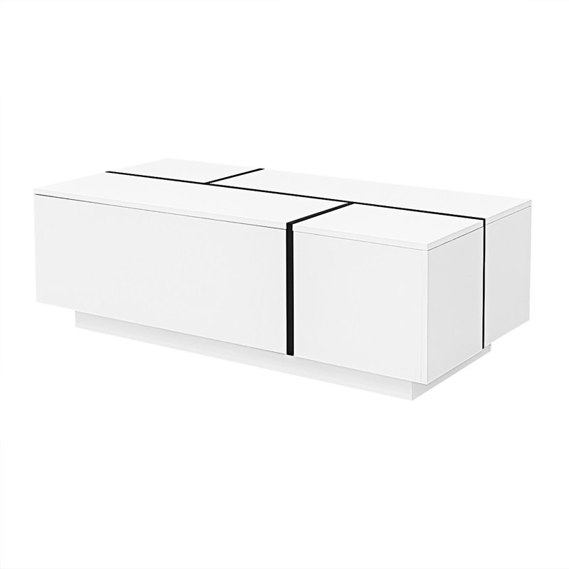 Table basse extensible avec rangement caché et tiroirs, Blanc