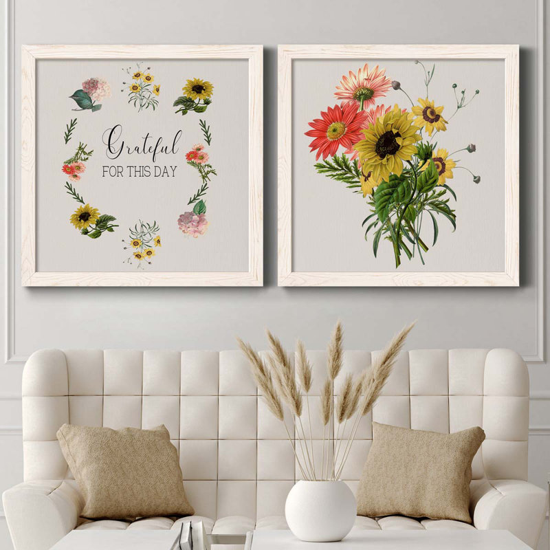 " Grateful " 2 - Pieces, 35.5" H x 71" W x 1.5" D, White Framed Paper