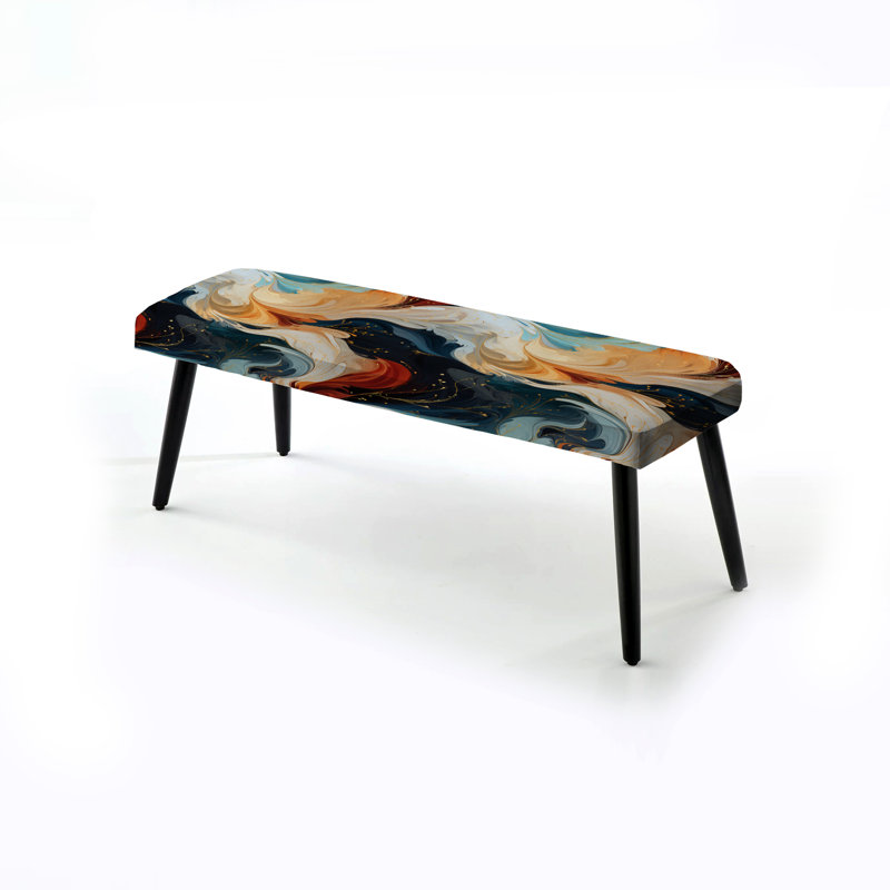 Banc rembourré en marbre orange et bleu sarcelle