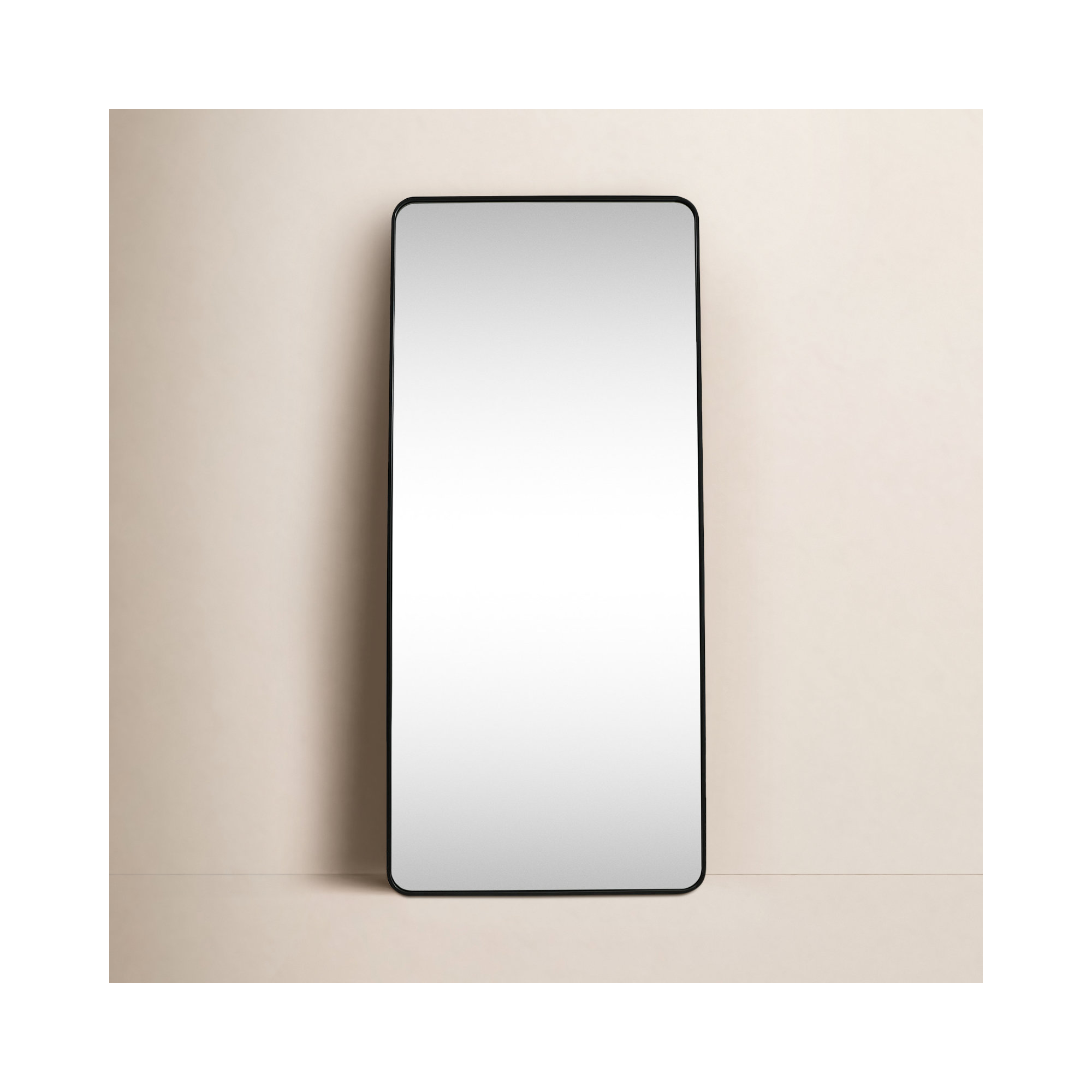 Sabine Metal Rounded Rectangle Floor Mirror, 72" x 32", Black