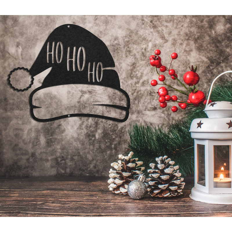 Hohoho Hat Wall Décor, 12" H x 12" W x 0.06" D, White