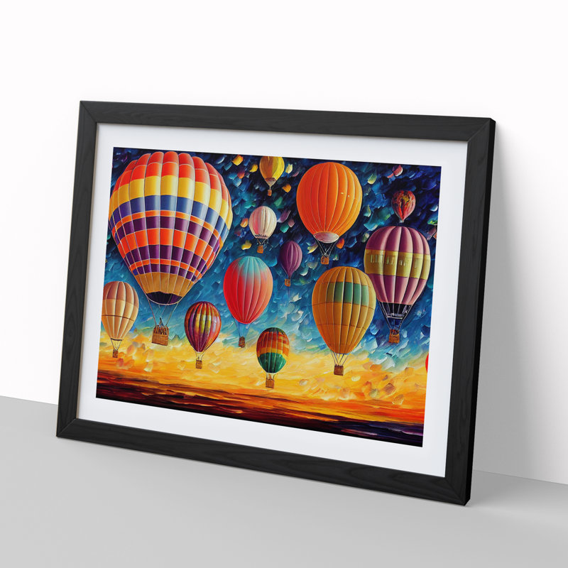 Colourful Hot Air Balloons Vol.2 - Print, 25cm H x 34cm W x 2cm D, Black Framed