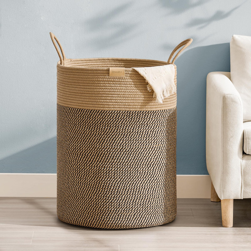 Panier à linge 95L, grand panier à linge pour les vêtements, panier de rangement décoratif