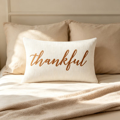 Embroidered Lumbar Throw Pillow, Rectangular Decorative Accent Pillow for Sofa Couch