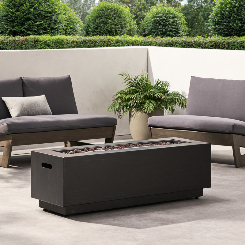 Rectangular 50,000 Fireplace, Dark Grey Iron, Elegant Outdoor Element, No Assembly Addition,