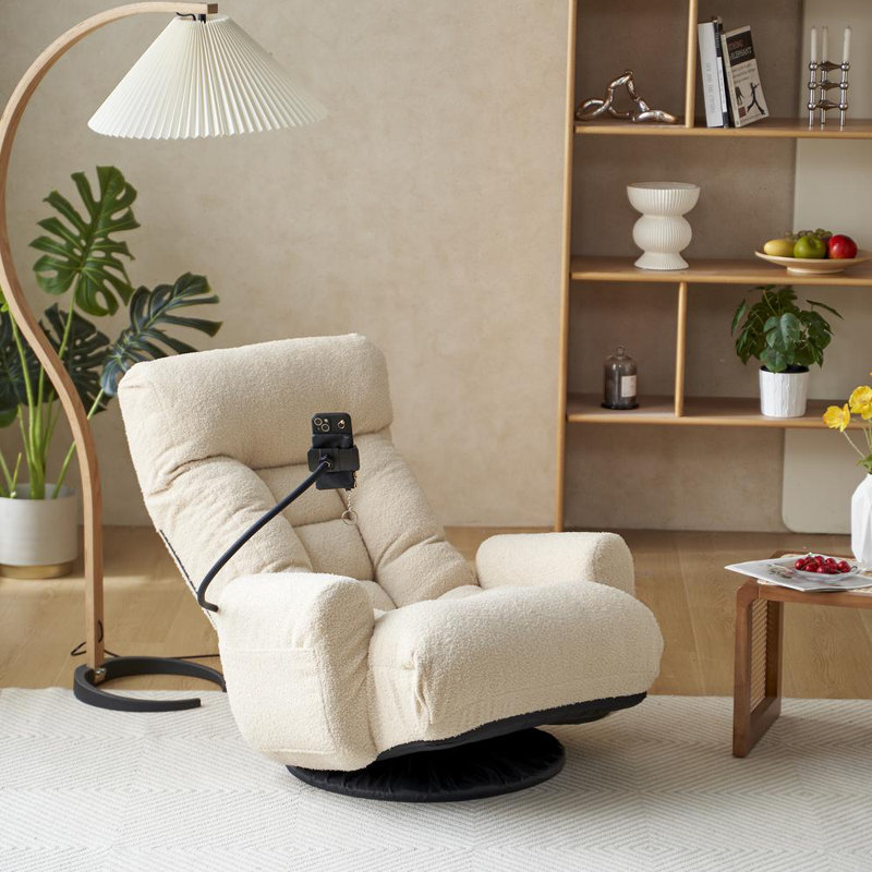 360 degrees Swiveling Lounge Sofa Chair With Adjustable Head And Waist, Beige