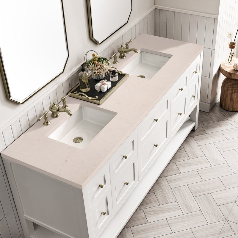 Breckenridge 72'' W Double Vanity, Bright White, Carrara White, 8" Widespread