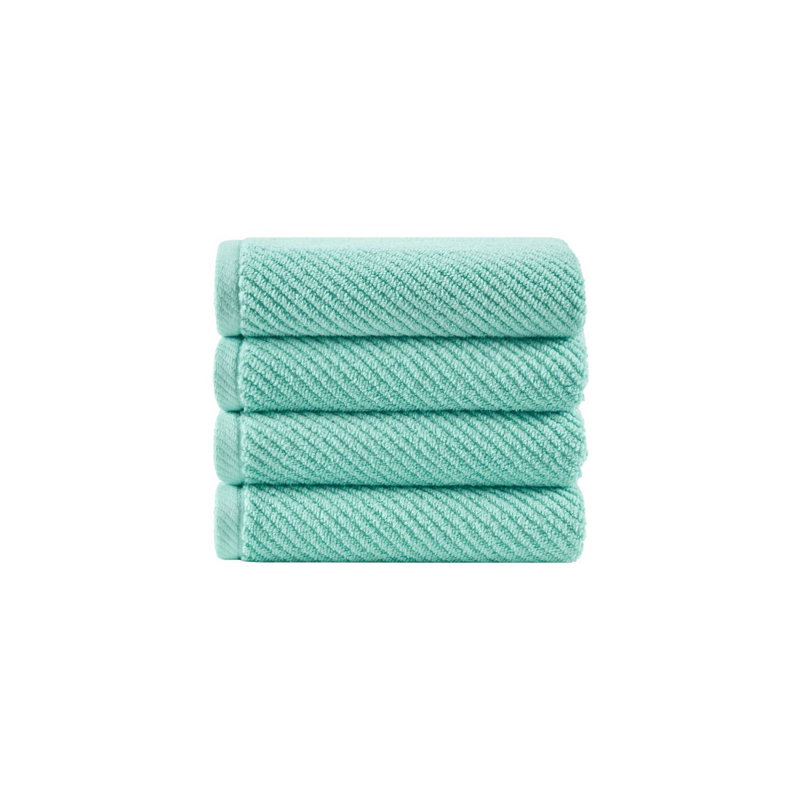 Ensemble de 4 serviettes essuie-mains diagonales à séchage rapide 100% coton 4 pièces, Turquoise