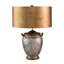 Lampe de table Harrisonburg en or et argent vieilli avec grand abat-jour tambour-833353888