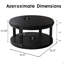 Table basse ronde en bois massif de 31,5 po pour le salon, bureau en bois rustique à 2 niveaux avec tablette de rangement, mobilier de maison moderne (noir)
