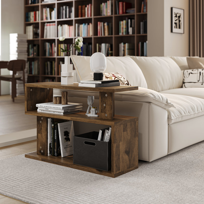 Carfi Larkin 35.4'' Modern Multi-Tier End Table, Brown