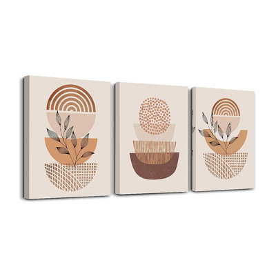 Boho, ensemble de 3 pièces: art mural sur toile pour le salon, la chambre à coucher, la cuisine, le bureau et la salle de bain - impressions abstraites minimalistes