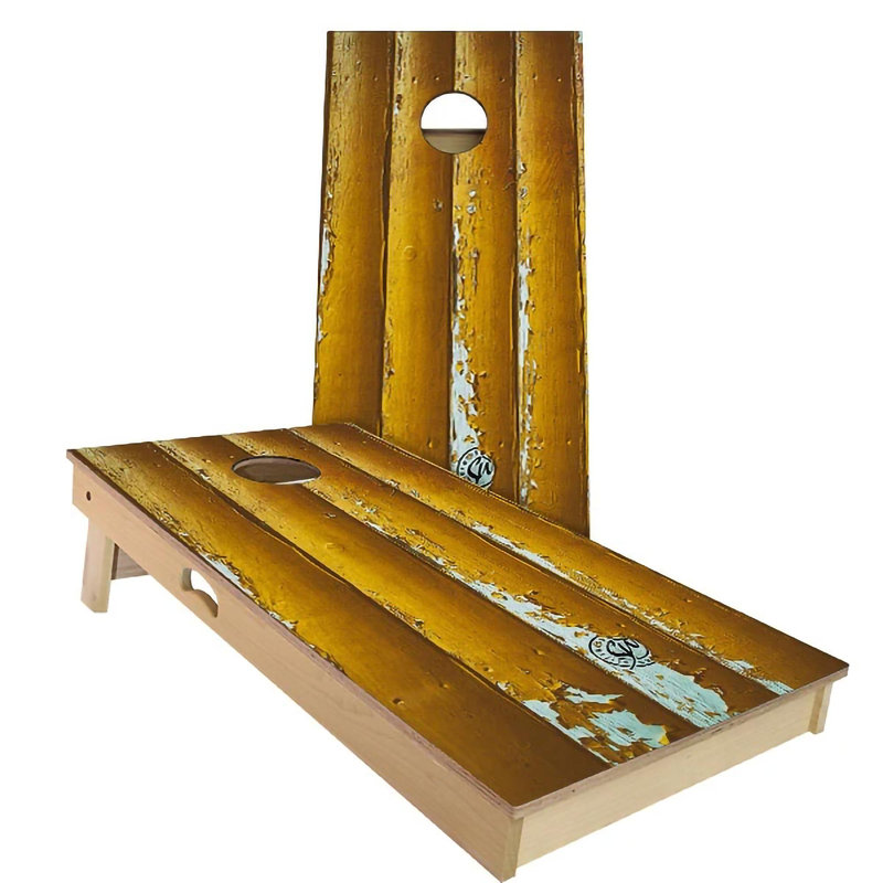 Ensemble de planches de cornhole à grain de bois 2 'x 4' avec étui de transport et lumières, Jaune