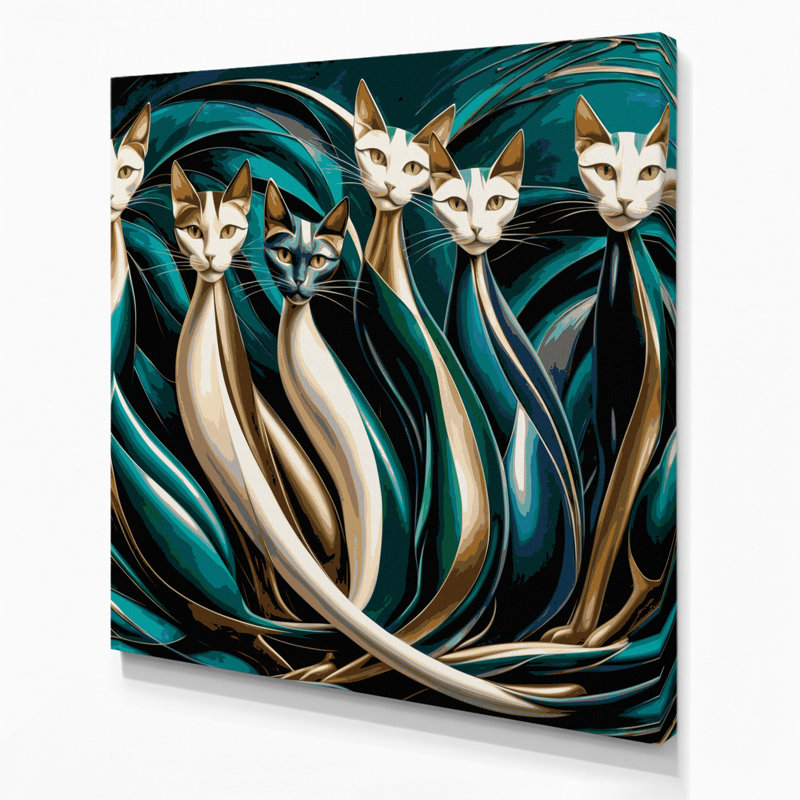 «Cats Oriental Shorthair», art mural sur toile bleue, H 8 po x l 8 po