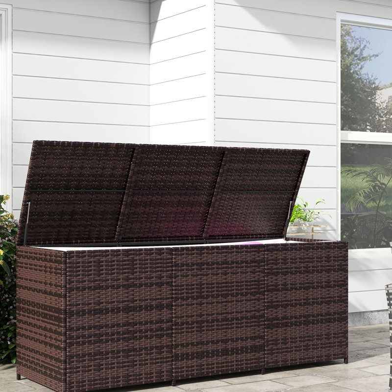 Pe Outdoor Box - 175 Gallon Storage With Inner Liner For Patio Mixed Brown Deck Furniture