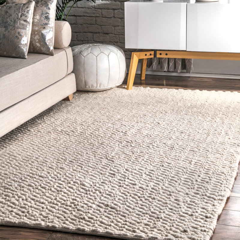 Lockhart Handmade Flatweave Wool/Cotton Ivory Rug, Rectangle 5' x 8'