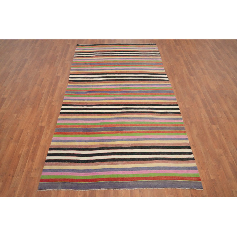 Tapis rayé en laine 5 x 9