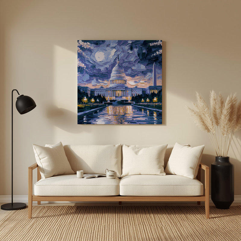Art mural en métal avec cités, "Washington", H 384 po x l 384 po x P 0,05 po