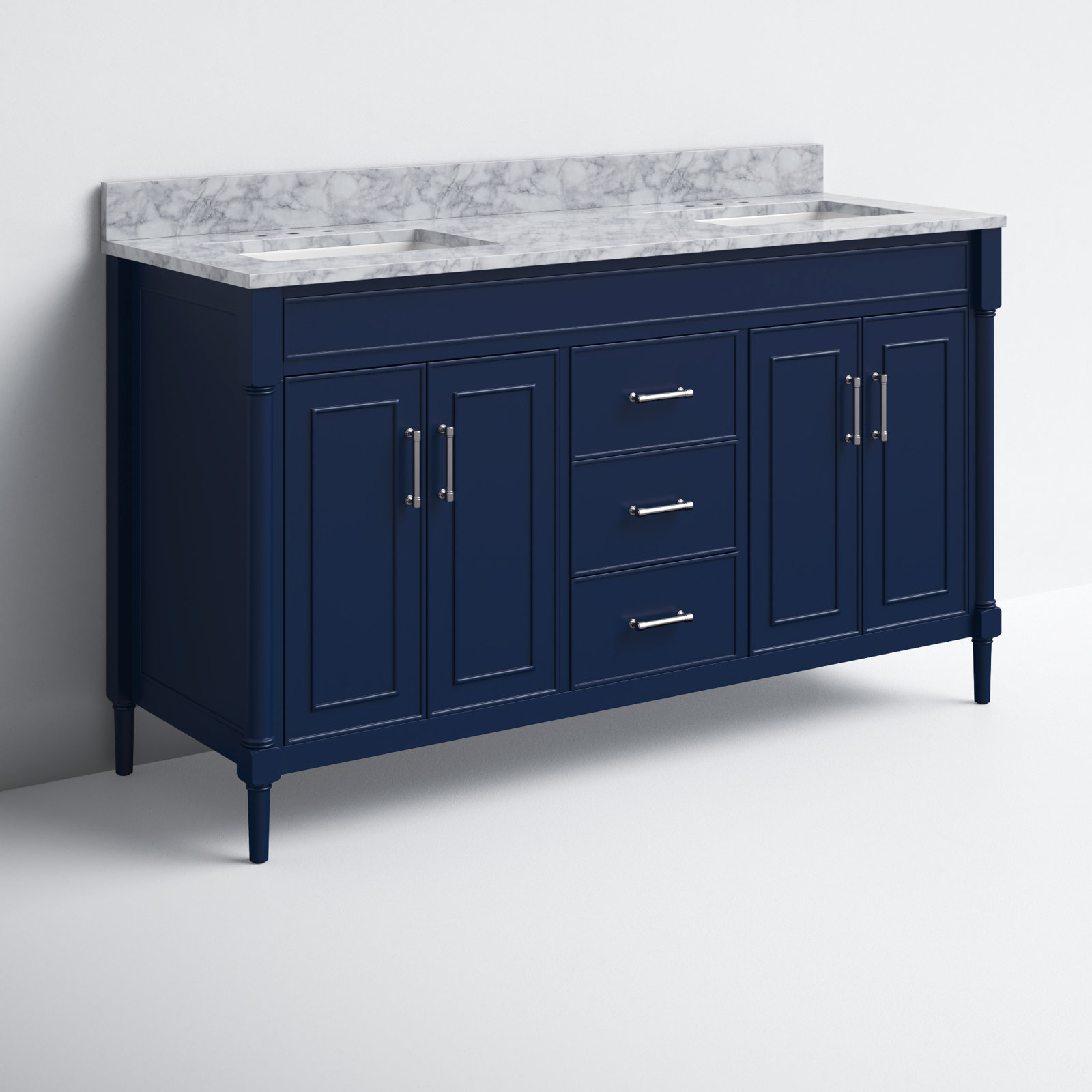 Addison 61'' Double Bathroom Vanity, Navy Blue