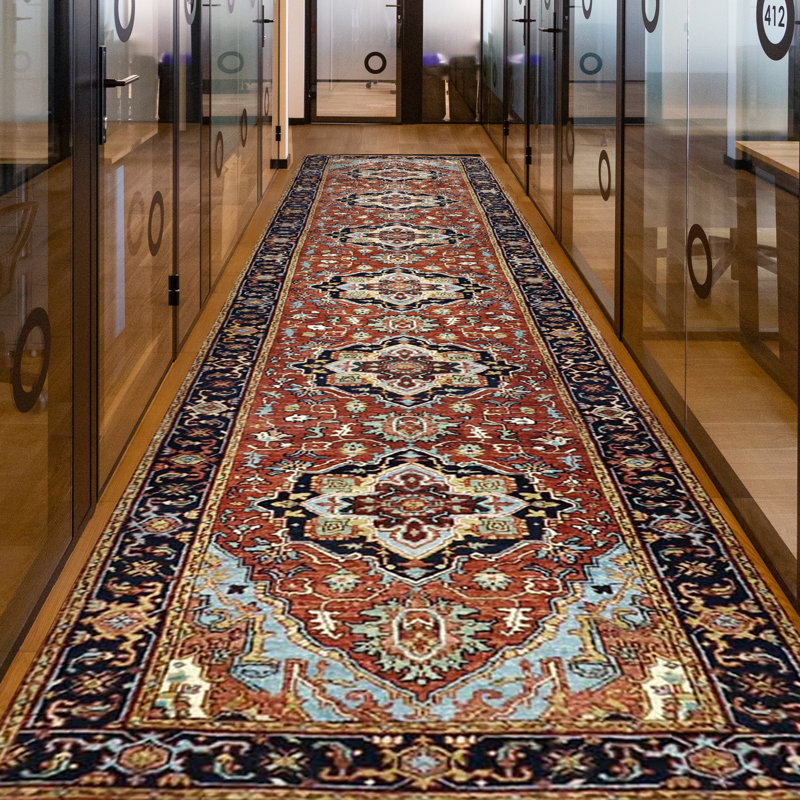 Tapis en laine noué à la main, Tapis de couloir 2 pi x 14 pi