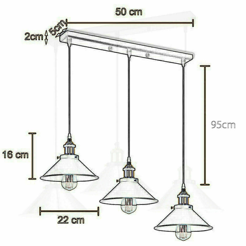 Mcreynolds 3 - Light Kitchen Island Pendant, Green Brass