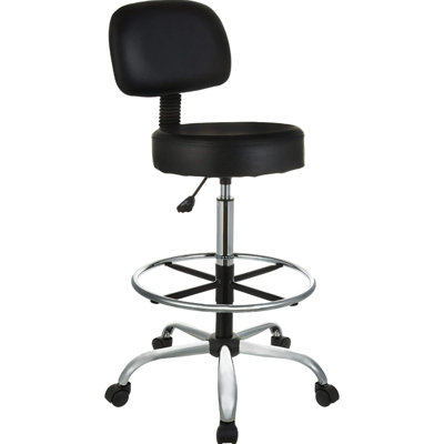 Multi-Purpose Adjustable Drafting Spa Bar Stool With Foot Rest And Wheels - Black by Brayden Studio