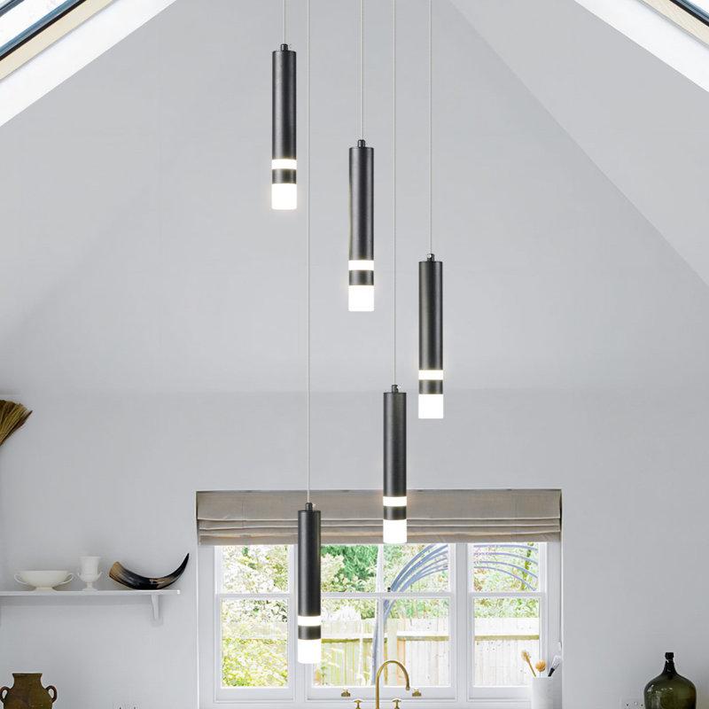 Mini-luminaire suspendu DEL à 5 lumières Enemencio, Noir, 5