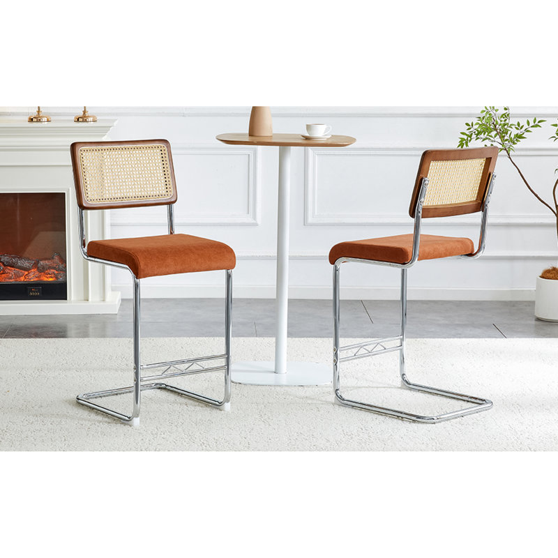 Tabourets de bar confort, ensemble de comptoir de cuisine moderne en métal et en rotin de bois