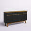 Buffet Yonkers de 63 po de style Mid-Century moderne avec 4 tablettes noires-1212492834