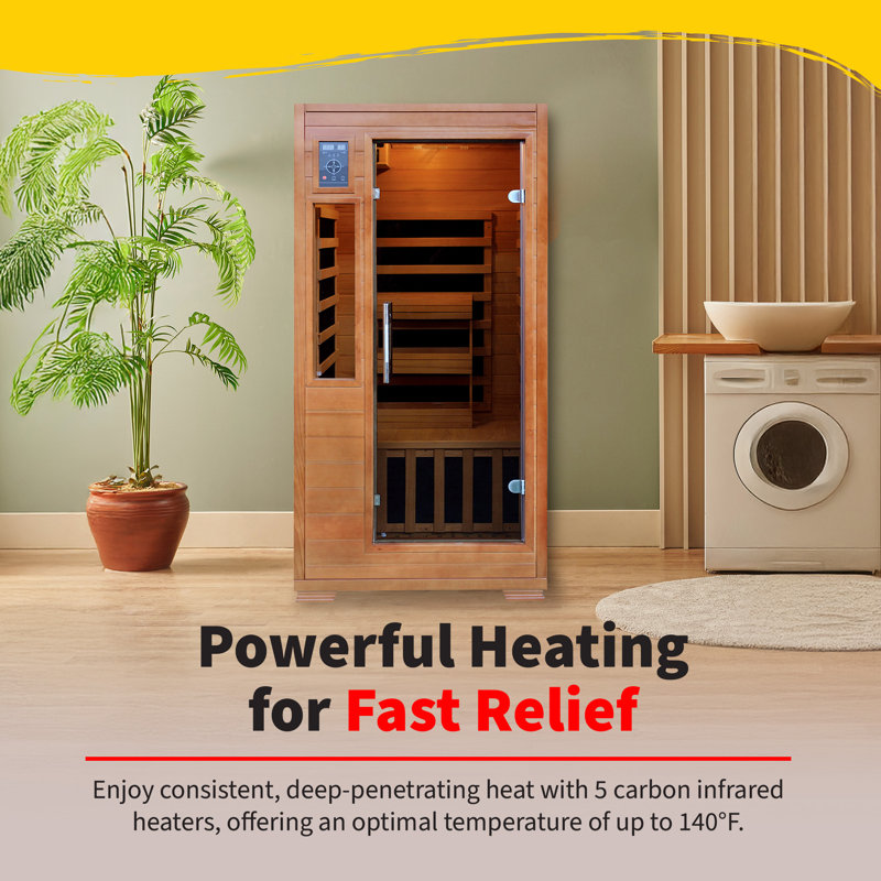 Natural Hemlock 1-2 Person Infrared Sauna with Carbon Heaters