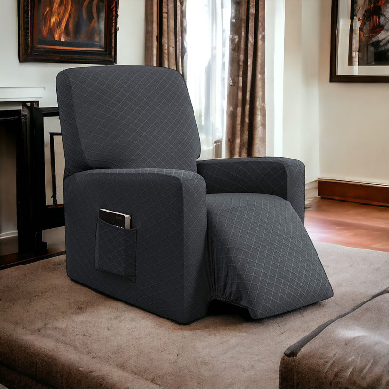 Box Cushion Recliner Slipcover, Grey