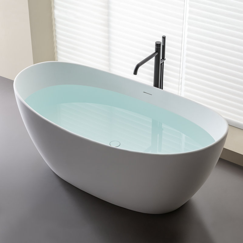 65'' x 33'' Soaking Solid Surface Bathtub, Matte White