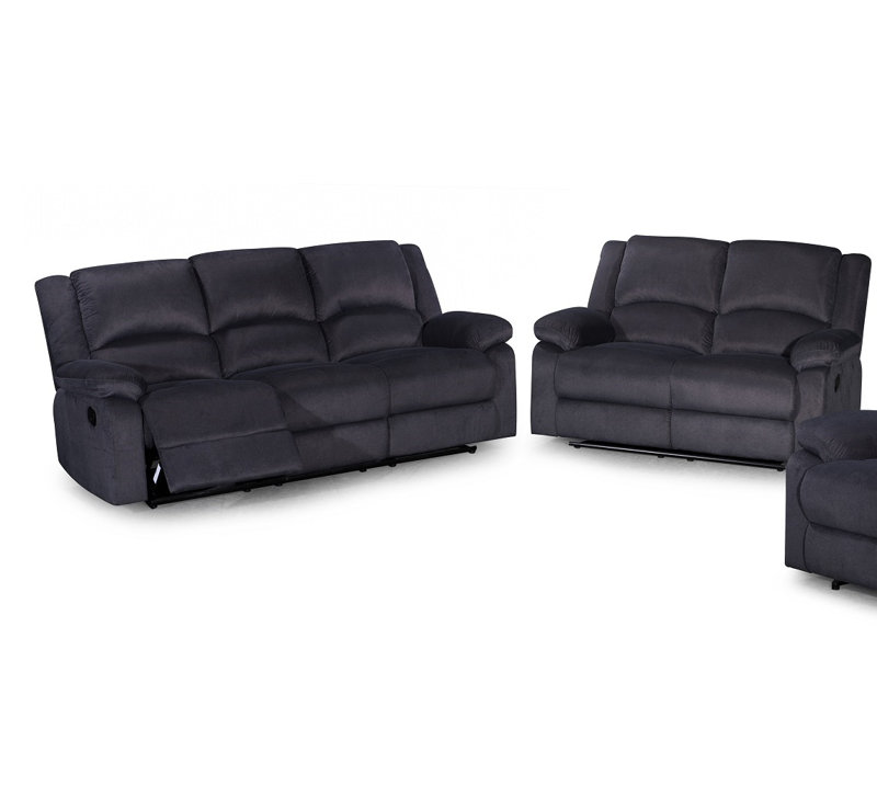 Ensemble de salon inclinable 2 pièces Ojas, Gris foncé