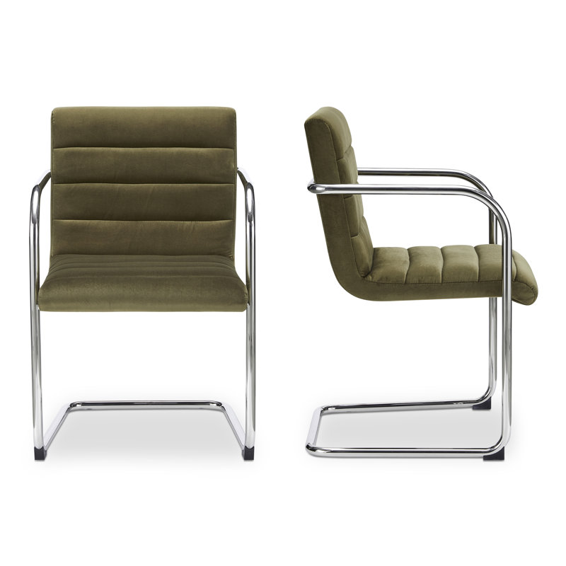 Ensemble de deux chaises de salle à manger en mohair, Vert
