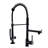 Black And Nickel Kitchen Sink Faucet With Pull Down - Ceramic Filler, Hot Cold Water, , Modern Accessory Style Single Handle, Water Options, Rust-, Contemporary Tap