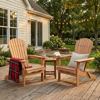 Ensemble de 2 chaises Adirondack pliantes en bois massif pour jardin, patio ou cour arrière (ensemble de 2)