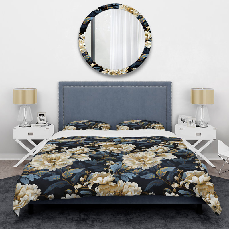 Ensemble de housse de couette beige et bleu, Housse de couette pour très grand lit et 2 très