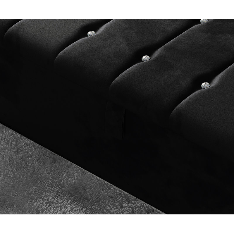 Tullyrusk 102cm Wide Tufted Rectangle Striped Standard Ottoman with Storage, Black