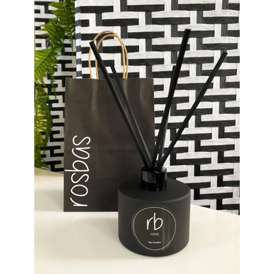 Diffuseur de roseaux de luxe Black Sea - Bouteille en verre noir moderne de 6 oz, parfum de maison durable