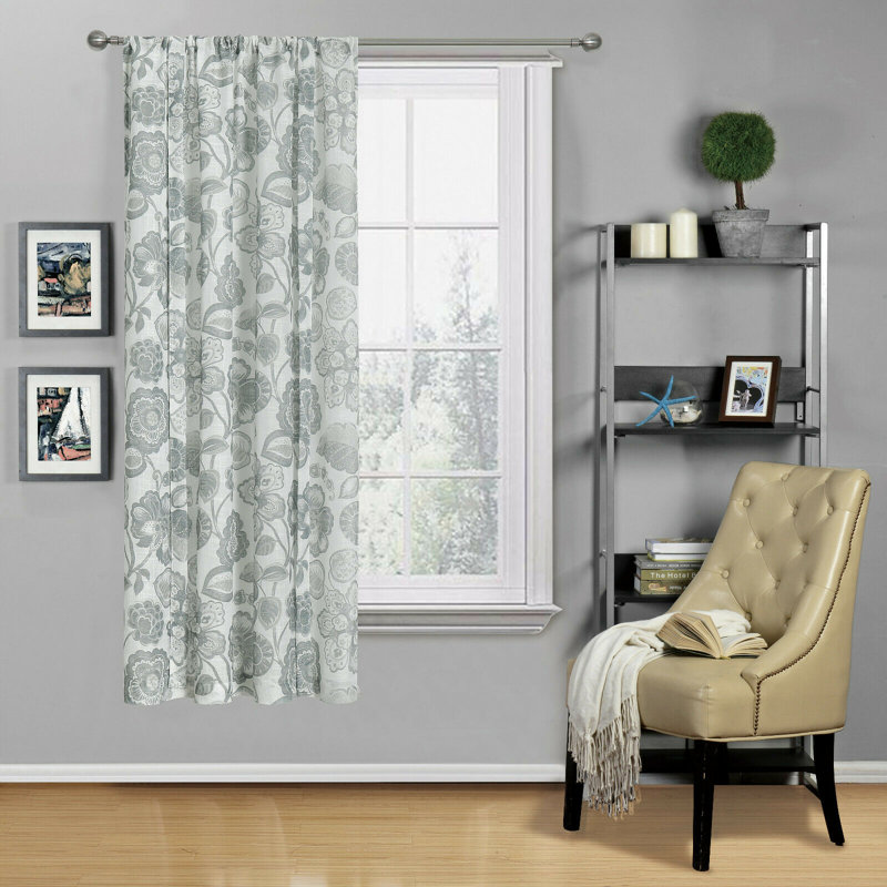 Rideaux de fenêtre Shabby Elegance Floral, gris