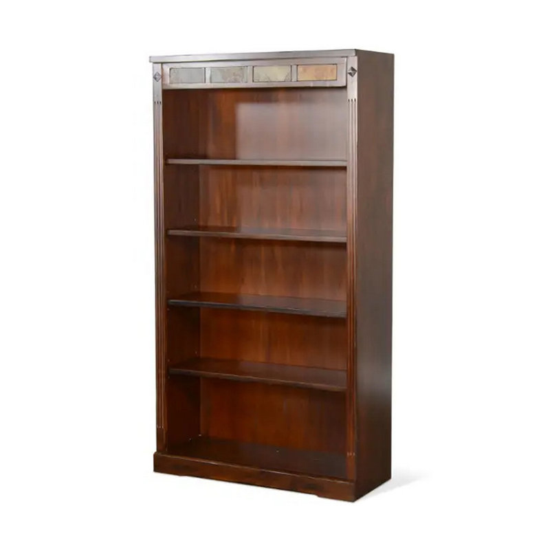 Bibliothèque Marv avec tablettes réglables, incrustation d'ardoise, Brun, (5 tablettes) H 60 po x l 32 po x P 13 po