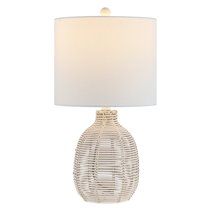 Robbin Wicker/Rattan Table Lamp, White