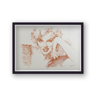 Marilyn Monroe Relaxed Pose Sketch Portrait - Single Picture Frame Painting