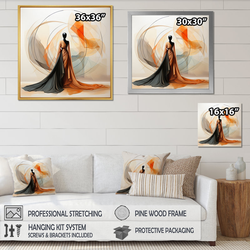 Abstrait contemporain danseur africain - art mural femme afro-américaine, H 30 po x l 30 po x P 1 po, Toile tendue